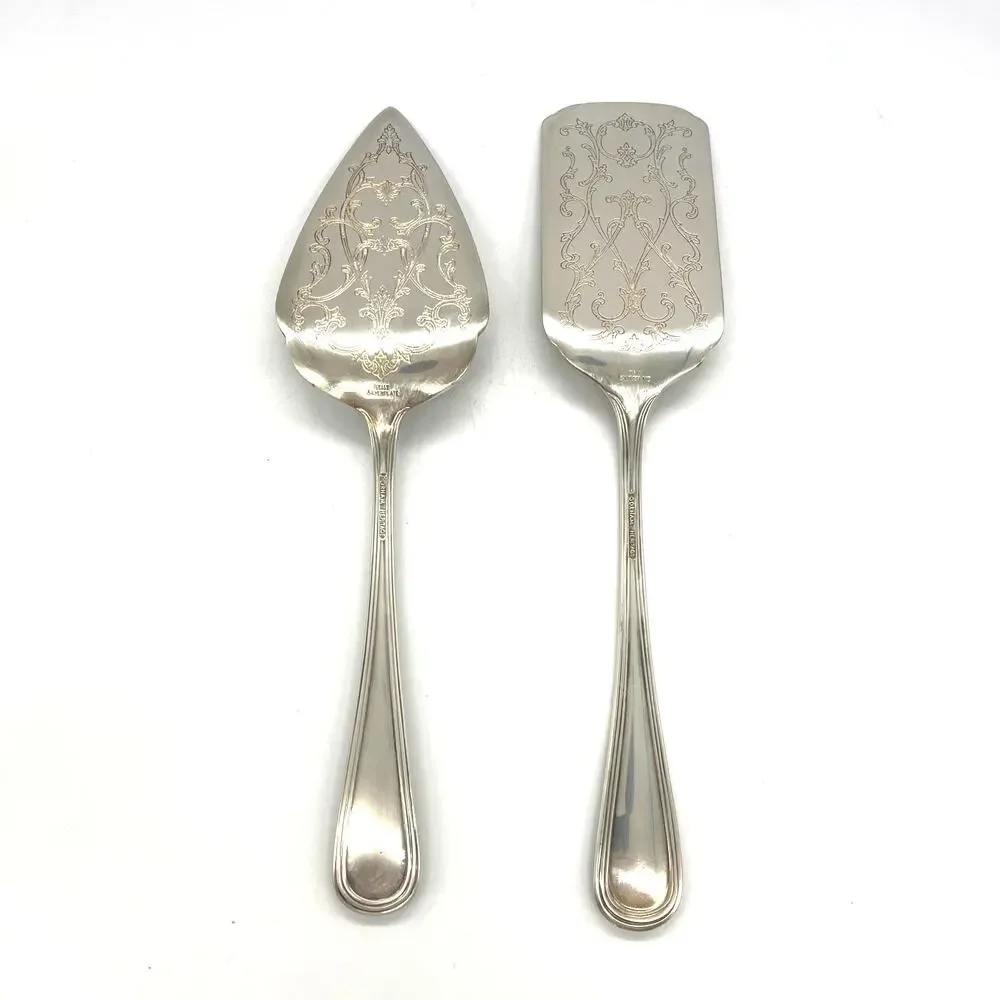 Vintage Gorham Heritage Silverplate Set of 2 Cake / Pie Servers 11.5